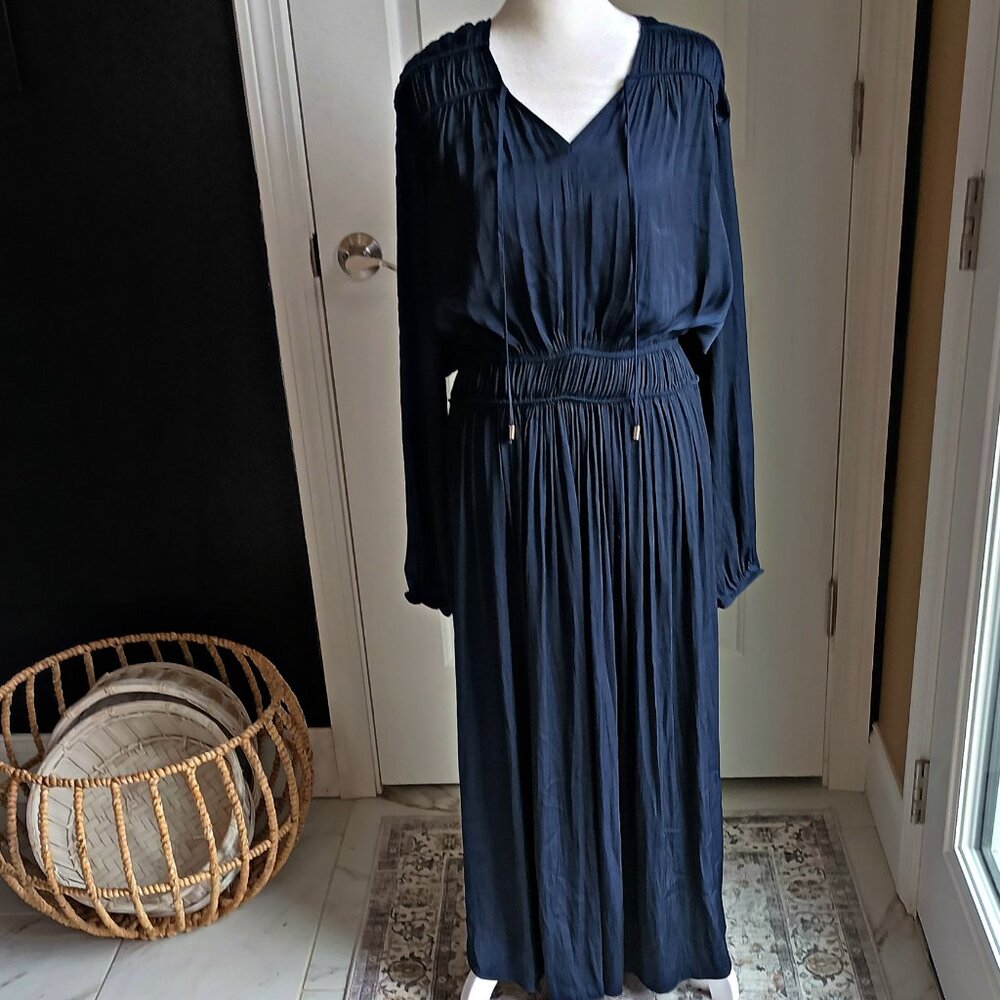 JOIE MIDNIGHT BLUE SILK MAXI DRESS SZ L